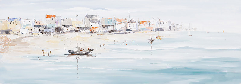 PXYW648 Wall décor art oil on canvas seascape boats on water
